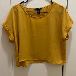 Yellow, chiffon crop top
